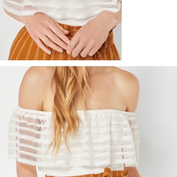 Bcbgmaxazria Tops Bcbgmaxazria Lace
Ruffle Off The Shoulder Bodysuit In... - Picture 3 of 6